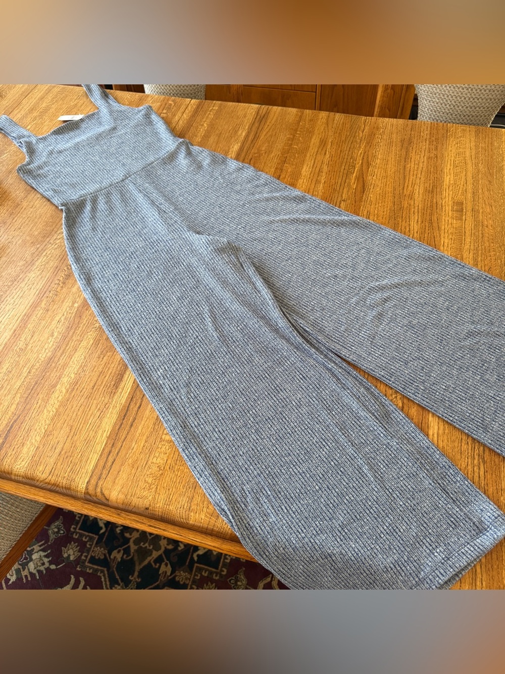 NWT GAP Ribbed Softspun Square-Neck Wide Leg Jumpsuit | Blue S